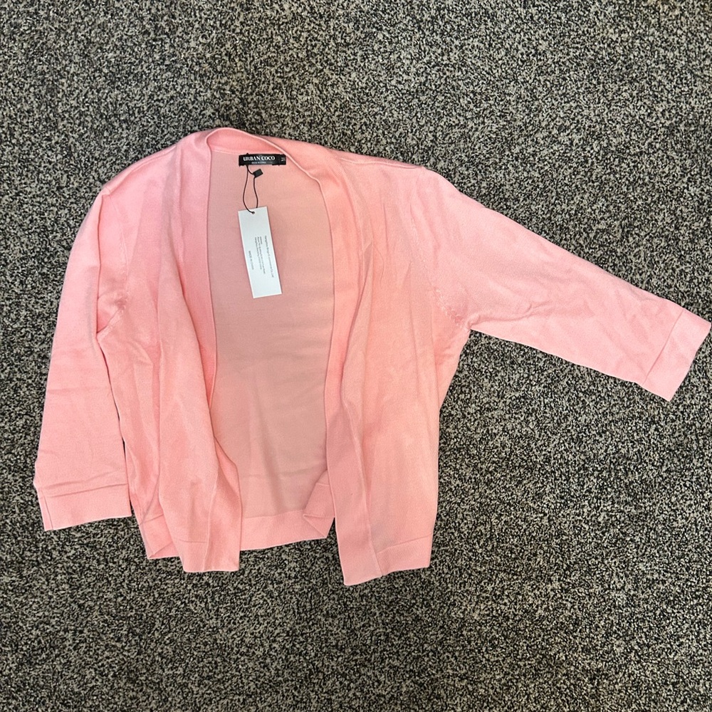 Soft Pink Open-Front Cardigan Sweater